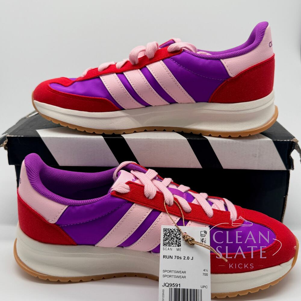 Adidas Run 70s 2.0, Red/Purple/Pink, Kids 5Y NIB/NWT